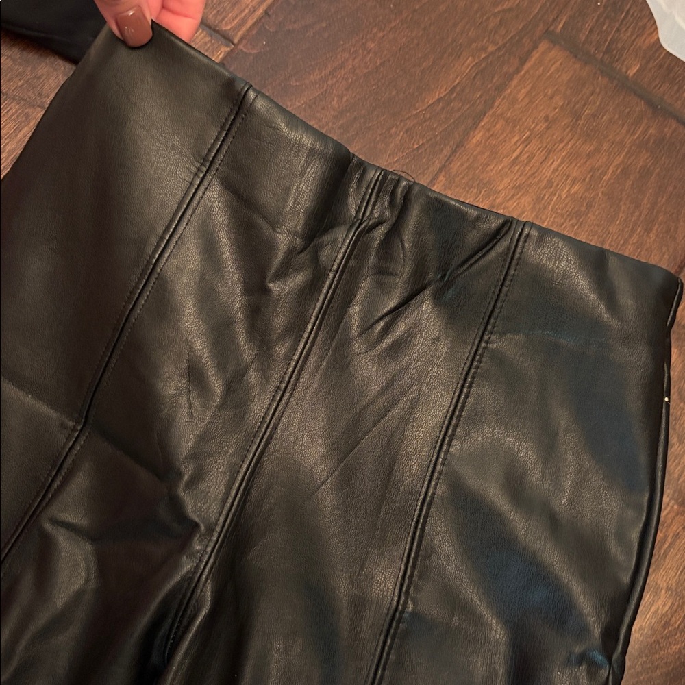 Designer like new Mayoral Black Faux Leather Pants